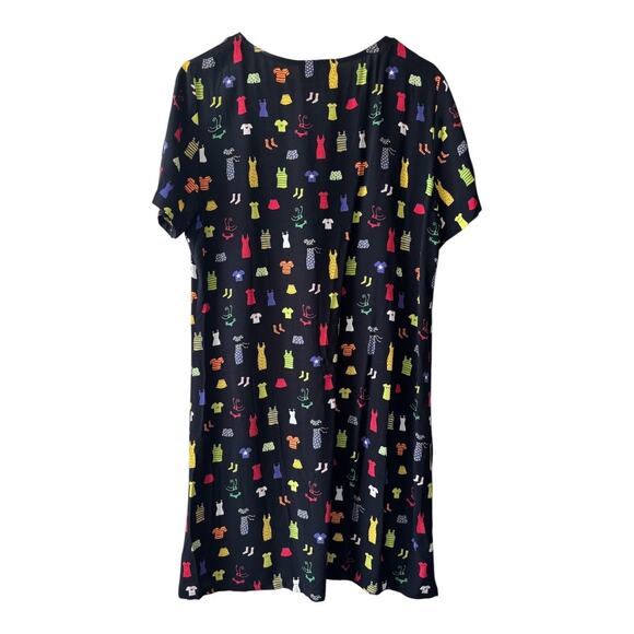 David Dart Collection Vintage Black Clothing Print Shift Dress Women’s Medium - Picture 2 of 8